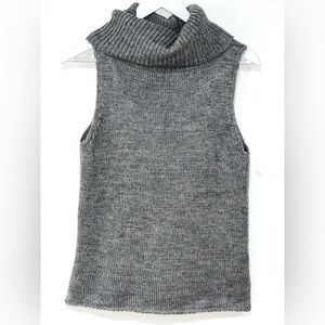 Anthropologie Moth Chunky Knit Gray Sleeveless Turtleneck Sweater  S NWOT